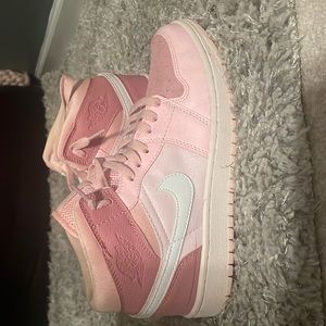 Pink Jordan 1’s from Goat; Size 8.5 in women’s shoe; only worn once; no creases